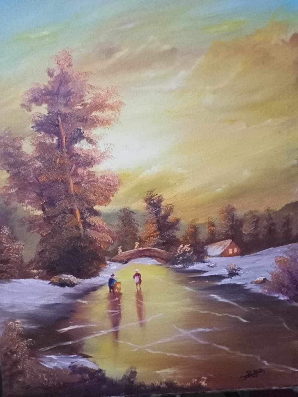 Landscape of sunset in winter